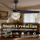 Premium Black Crystal Chandelier Ceiling Fan Remote
