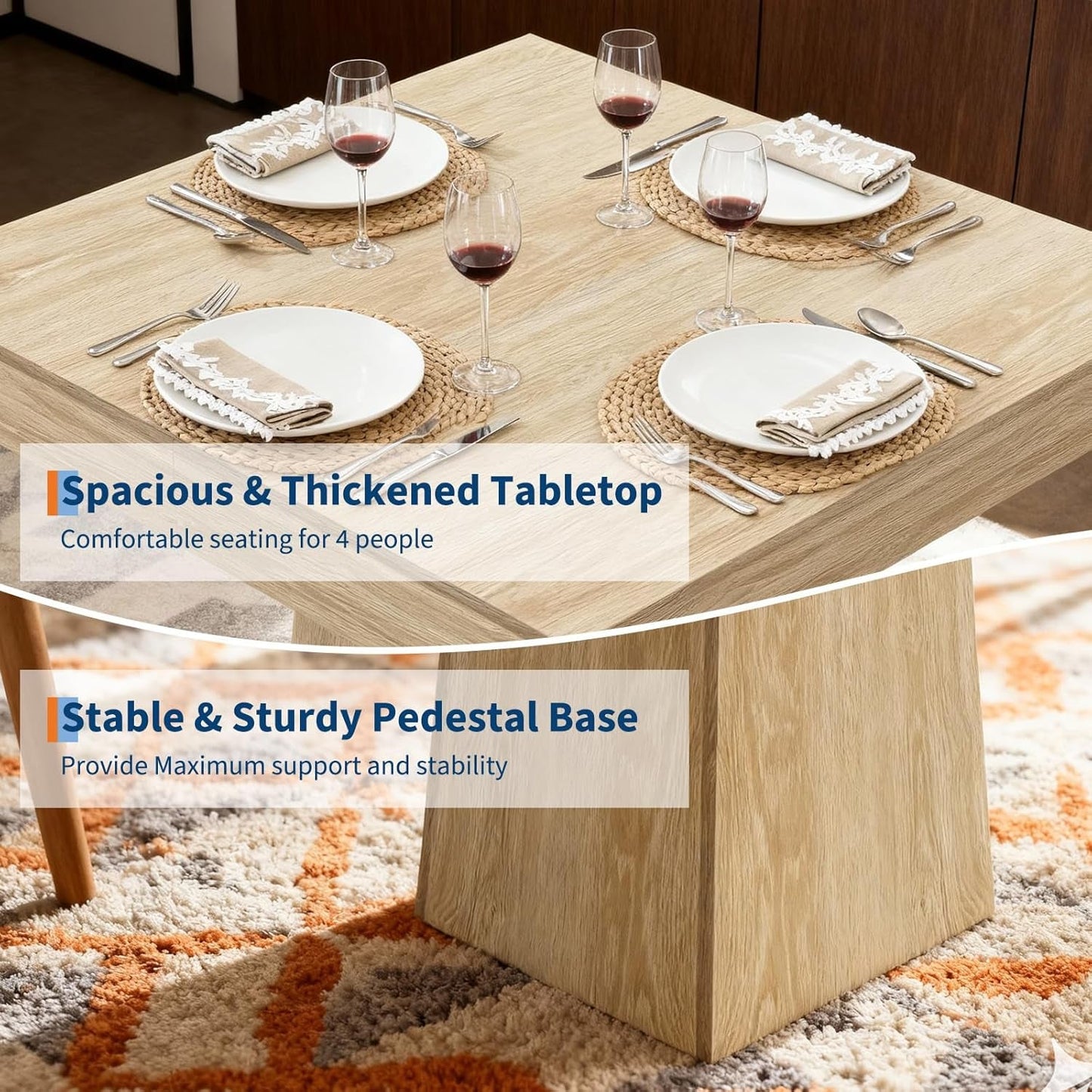 Square Dining Table For Four Thirty One Point Five Inch Pedestal