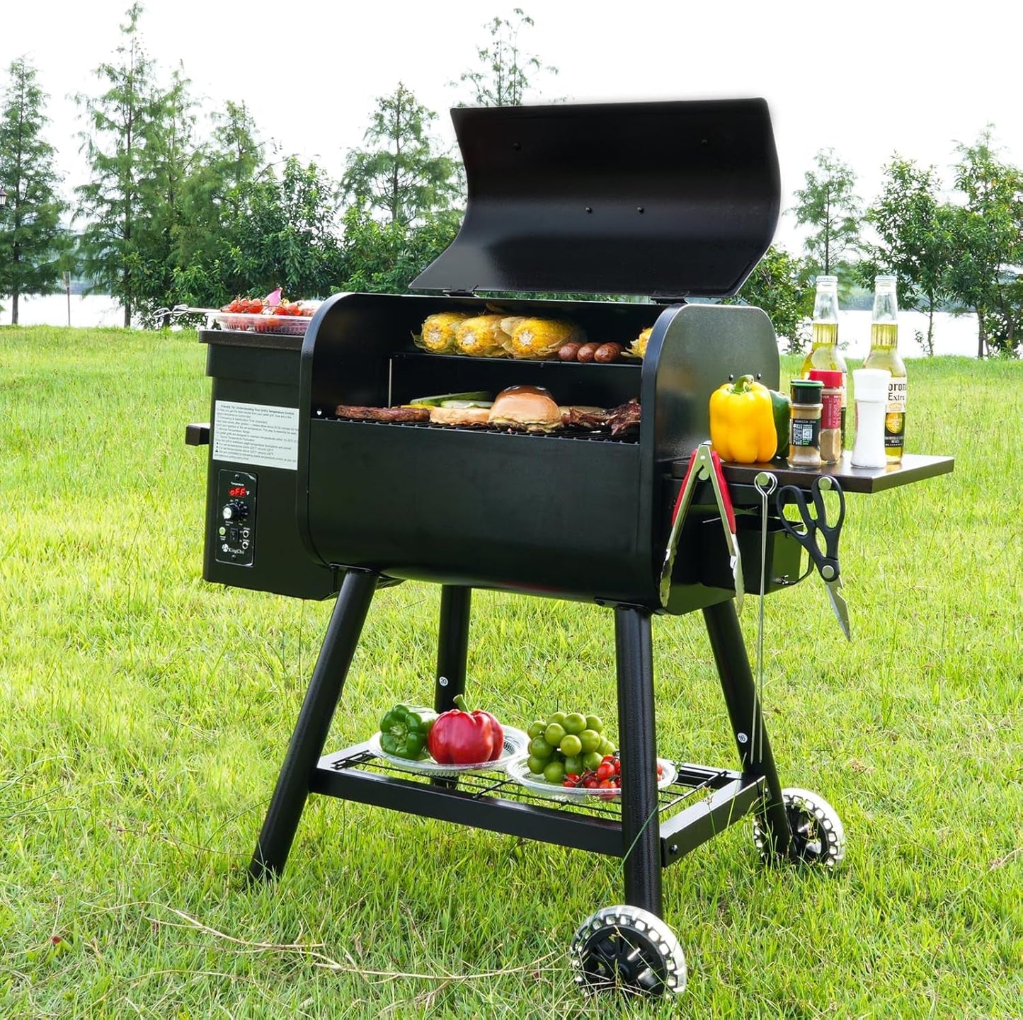 Black Pellet Grill Smoker With Temperature Precision