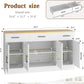 53 Inch White Buffet Cabinet With Drawers For Dining Room