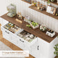 71-Inch White Side board Buffet Cabinet Soft-Close Doors