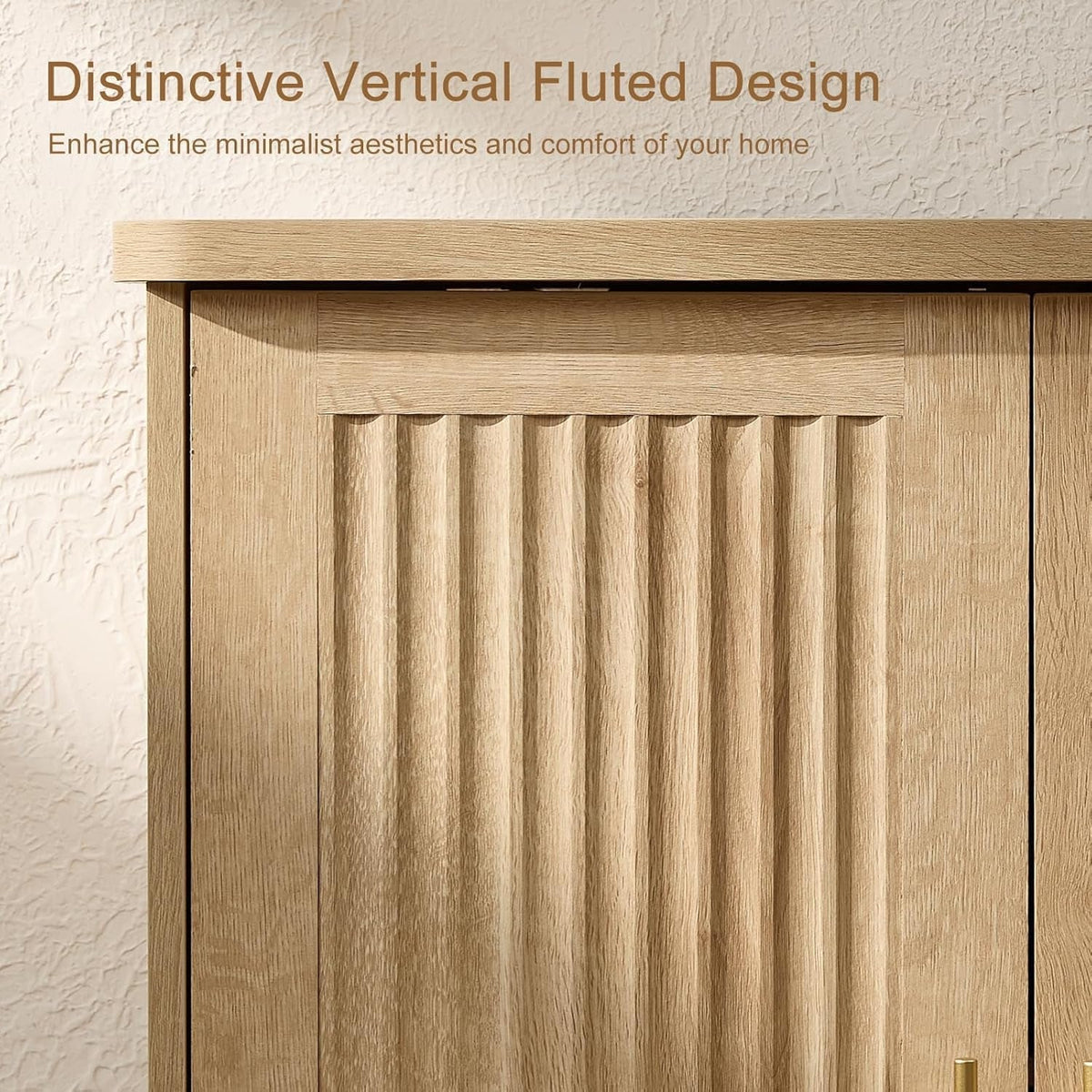 Oak Fluted Sideboard Buffet With Adjustable Shelves