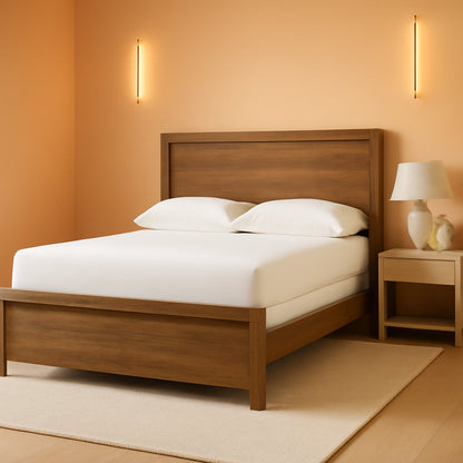 Queen Panel Bed Frame DurableEngineeredWood Auburn Finish