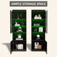 Two Piece 71 Inch Tall Bookcase Storage Cabinet With Glass Doors Set Of Two For Living Room And Office-3