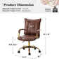 Faux Leather Home Office Desk Chair Adjustable Height Brown