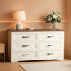 Farmhouse Six Drawer Dresser Walnut Engineered Wood