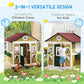 Beige Wooden Outdoor Playhouse With Expansive Windows