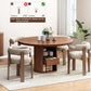 Circular Walnut Dining Table 47 Inch Storage Drawer