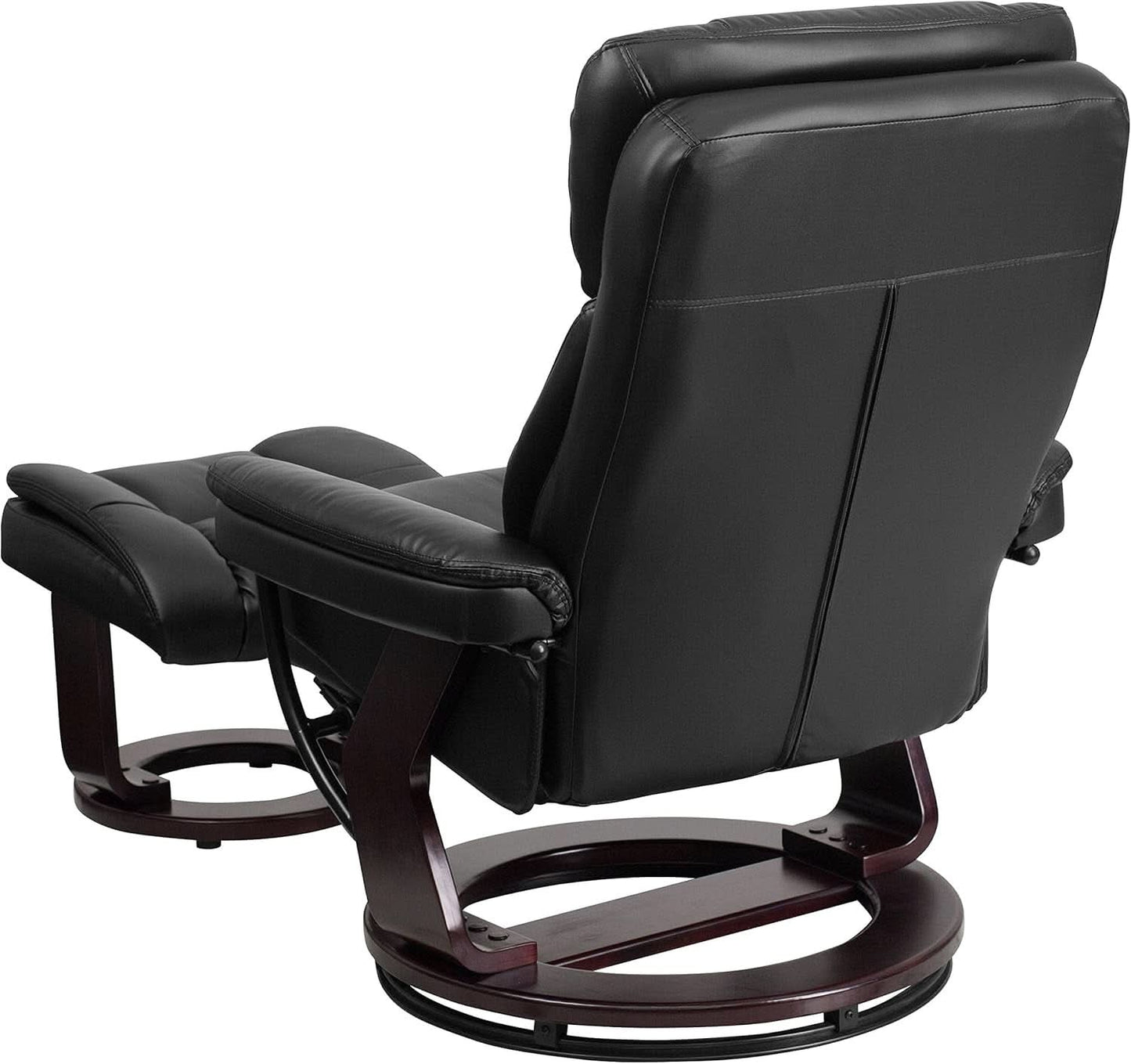 Leathersoft Upholstered Recliner With Ottoman Black