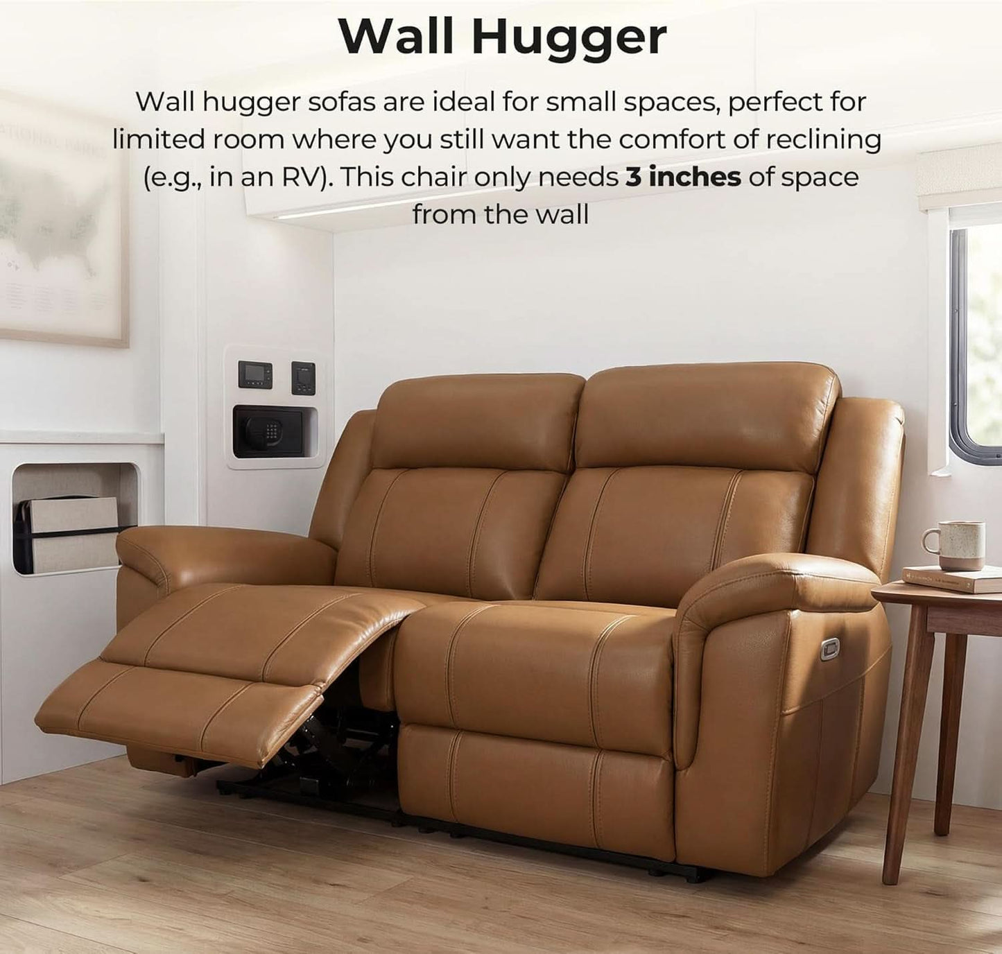 Leather Power Recliner Sectional Featuring USB Ports