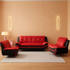 Leather Three Piece Living Room Sofa Set Black And Red