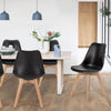 Black PU Leather Mid Century Dining Chairs Solid Wood Legs