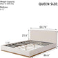 Queen Boucle Platform Bed Featuring White Upholstery
