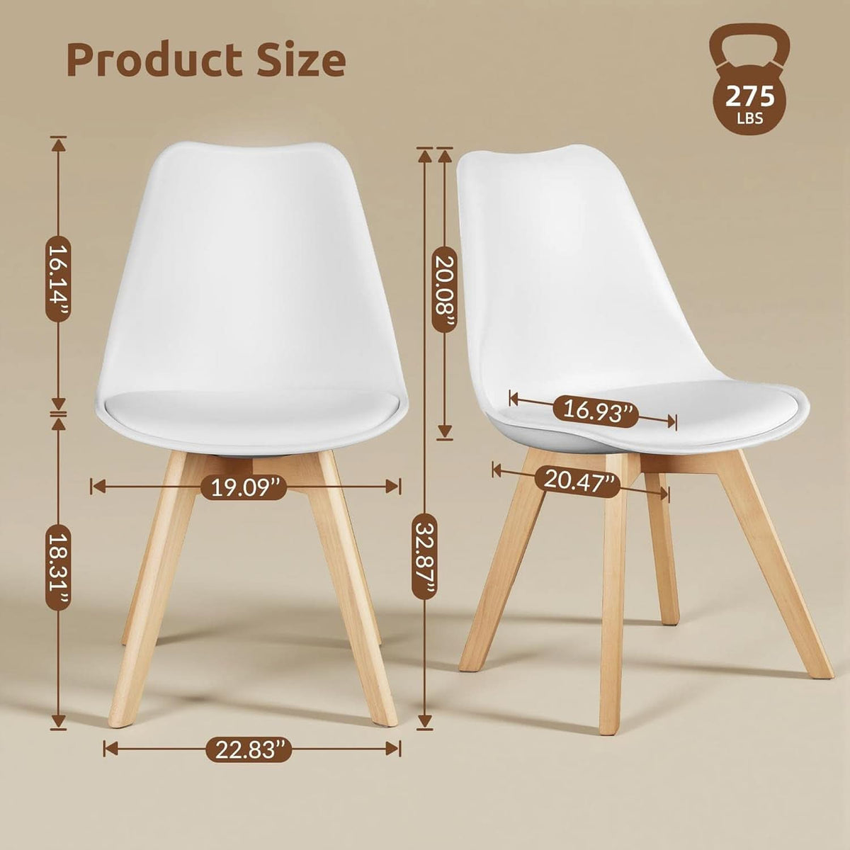 Mid Century Modern White Upholstered Dining Chairs