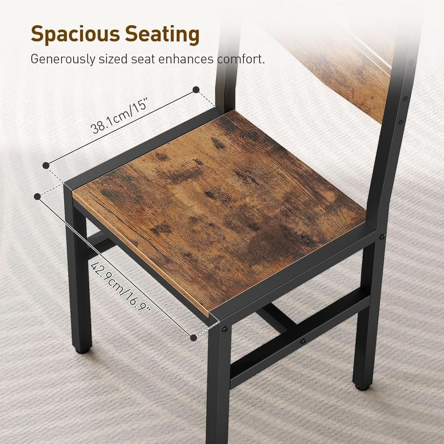 Rustic Wooden Dining Chairs With Ergonomic Backrests