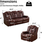 Power Reclining Brown Leather Sofa Set For Living Room