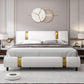 Queen White Faux Leather Platformbed Bed Headboard