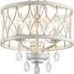 Farmhouse Crystal Ceiling Light Three Light White Fixture