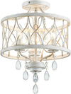 Farmhouse Crystal Ceiling Light Three Light White Fixture