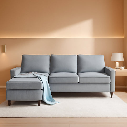 Contemporary Gray Sectional Sofa With Storage Ottoman