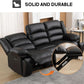 Black Faux Leather Manual Recliner Sofa Cupholders