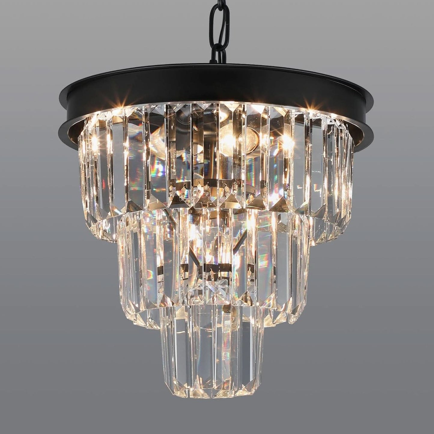 Black Four Light Crystal Chandelier Dining Pendant