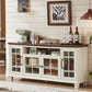 Large 60 Inch Vintage White Sideboard Buffet Cabinet