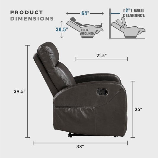 Espresso Manual Reclining Loveseat For Living Room
