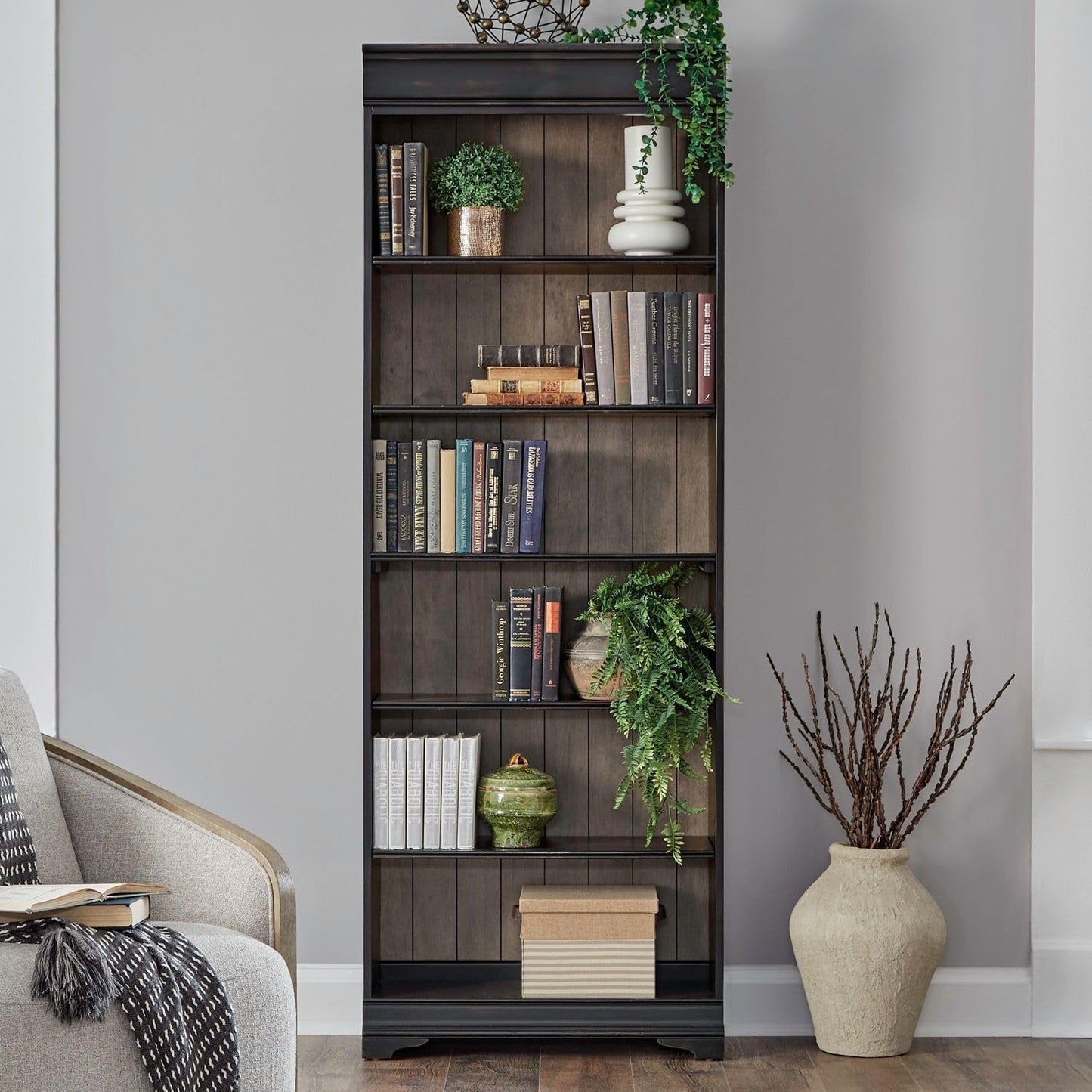 Liberty Meritage 84 Inch Charcoal Adjustable Bookcase