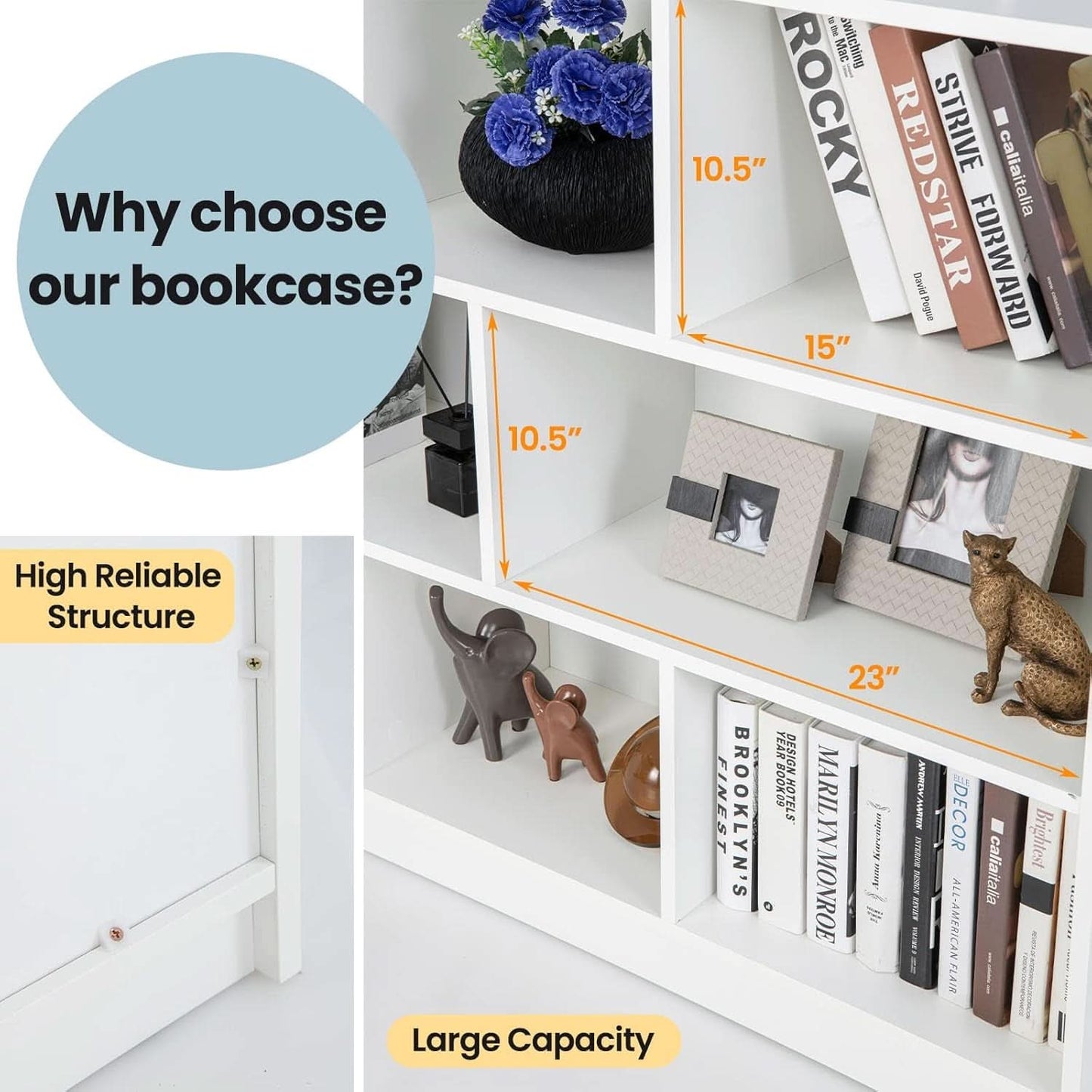 White Cube Bookcase Three Tier Freestanding Organizer