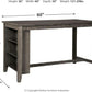 Caitbrook Rustic Counter Height Dining Table With Storage
