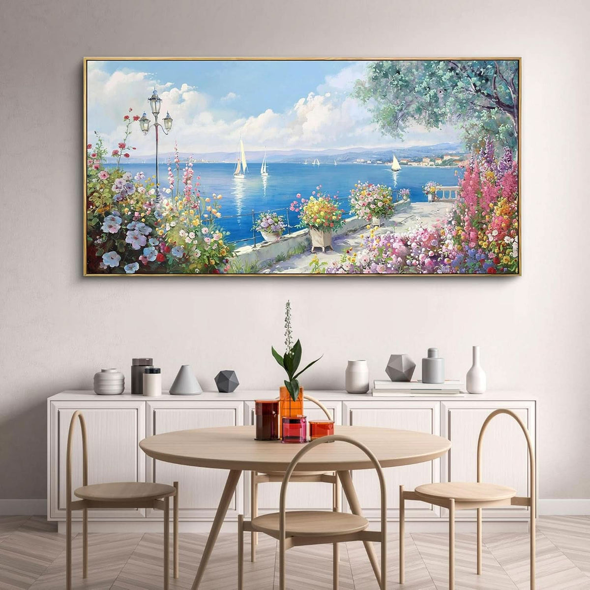 Ultramarine Coastal Seascape Canvas Wall Art 58x29