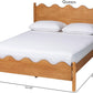 Queen Platform Bed Oak Brown Contemporary Scalloped