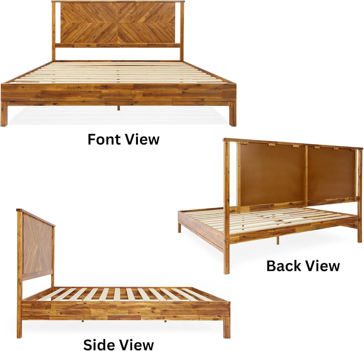 King Bed Frame Headboard Rustic Golden Brown Durable Gloss