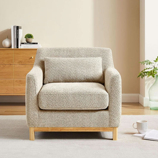 Luxurious Sherpa Oversized Accent Chair Camel Plush