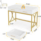 White And Gold 41Inch Workstation Desk With Drawers