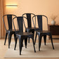 Stackable Metal Dining Chair Indoor Outdoor Black Set Of 4