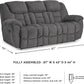 Gray Manual Reclining Sofa Stain Resistant Upholstery