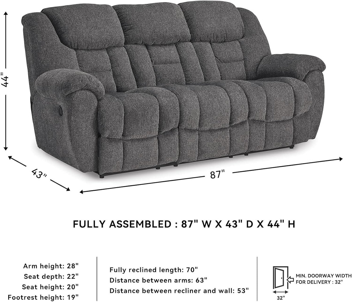 Gray Manual Reclining Sofa Stain Resistant Upholstery