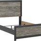 Full Panel Bed Frame With Headboard TwoToneTexturedFinish