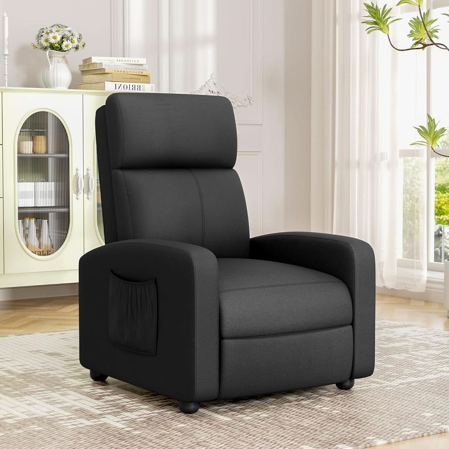 Soft Linen Recliner Chair With Adjustable Backrest
