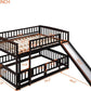 Espresso Solid Pine Full Over Full Bunk Bed With Slide