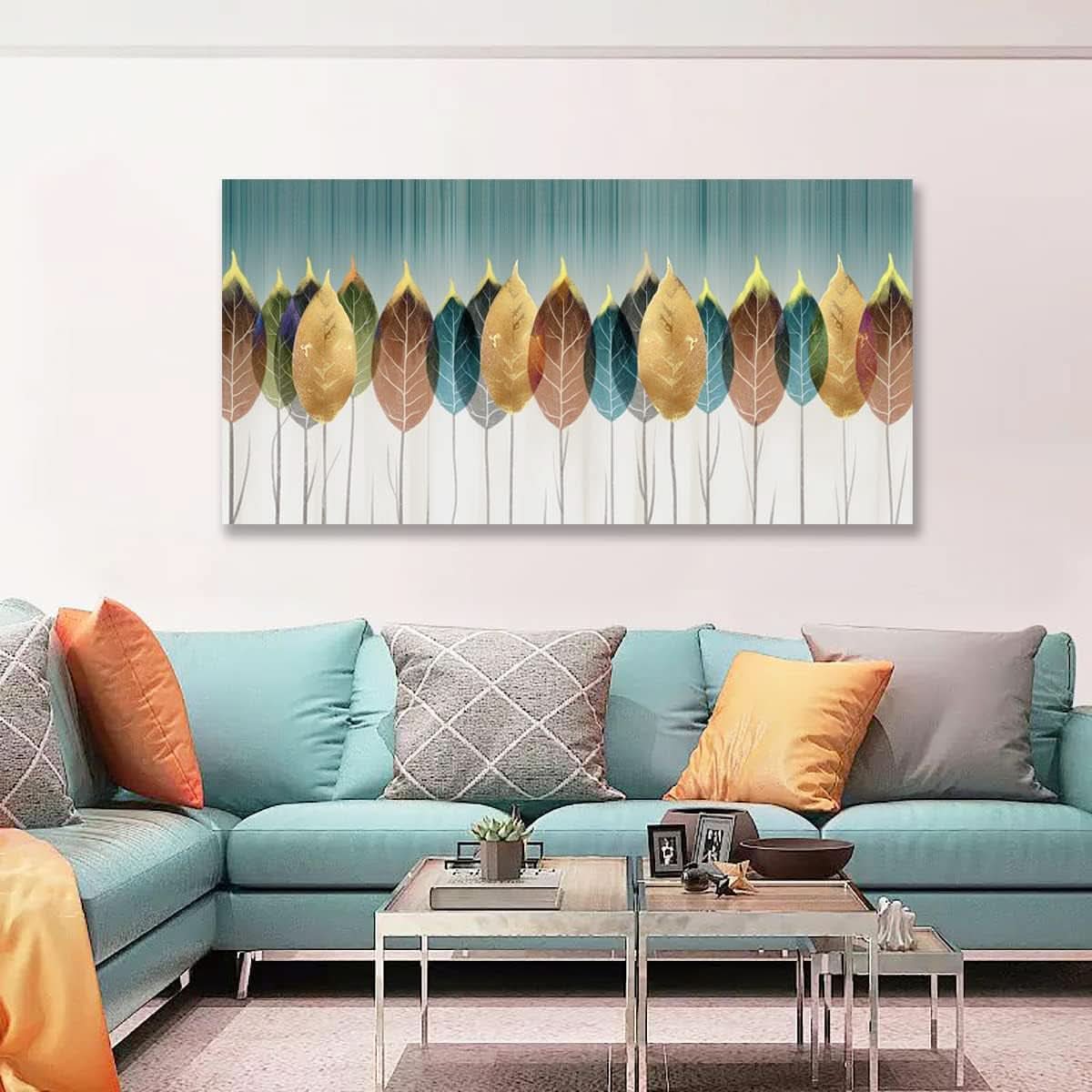 Colorful Leaves Canvas Wall Art 20x40 Inches Abstract