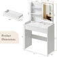 White Vanity Desk Mirror Featuring Integrated Lighting
