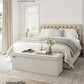 Cream White Storage Ottoman Bench Foldable 15x43x15