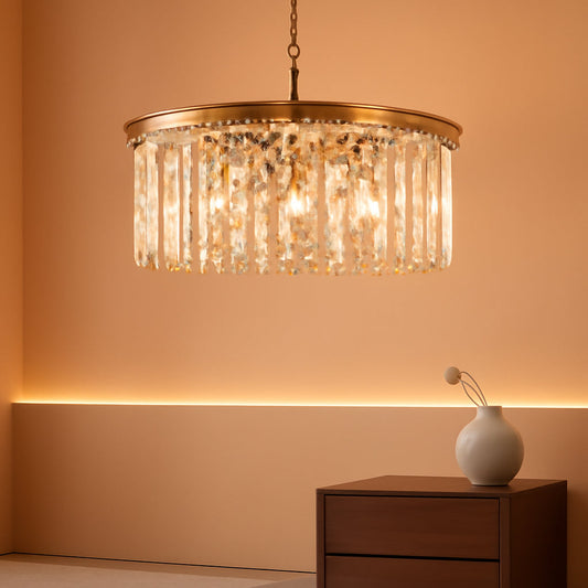 20-Inch Gold Round Crystal Chandelier Ceiling Light