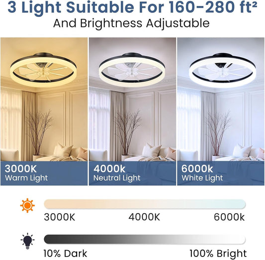 20Inch Black Contemporary Ceiling Fan With Lighting