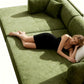 Green Modular Sectional Sofa Bed Removable Ottoman