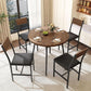 Round Dining Table Set For Four Walnut Wood Finish Metal