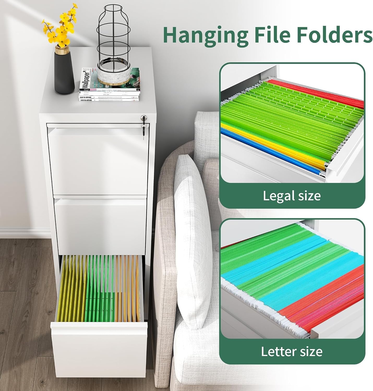 White 3 Drawer Vertical File Cabinet Locking Mechanism